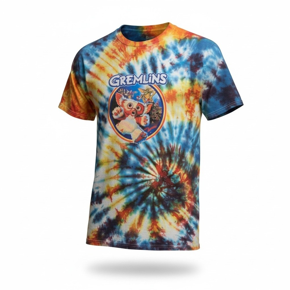 HANES Upcycle Tie Dye Gremlins Gizmo Graphic T-Shirt Unisex XL‎ Multi Color 80s